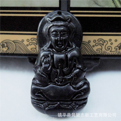 天然黑綠玉觀音吊墜 墨玉掛件批發與鑒賞